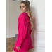 Молодіжний літній жіночий стильний льняний сет: шорти + рубашка малинового кольору, розмір 42-46 likes-649499