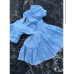Стильна жіноча літня сукня міні з пишними рукавами, ґудзиками та воланами, блакитна, 46-48 likes-606436
