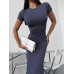 Плаття максі для жіночного образу, сукня обтислого крою з коротким рукавом, графіт 42-44 арт. 582109 Плаття максі для жіночного образу, сукня обтислого крою з коротким рукавом, графіт 42-44 арт. 582109