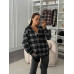 Сорочка з фланелі, тепла картата сорочка для повсякденного носіння, чорно-сіра універсальний арт. 581903 Сорочка з фланелі, тепла картата сорочка для повсякденного носіння, чорно-сіра універсальний арт. 581903