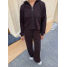Спортивний костюм з укороченим худі, трикотажний комплект для повсякденного носіння, чорний 42-44 арт. 592184 Спортивний костюм з укороченим худі, трикотажний комплект для повсякденного носіння, чорний 42-44 арт. 592184